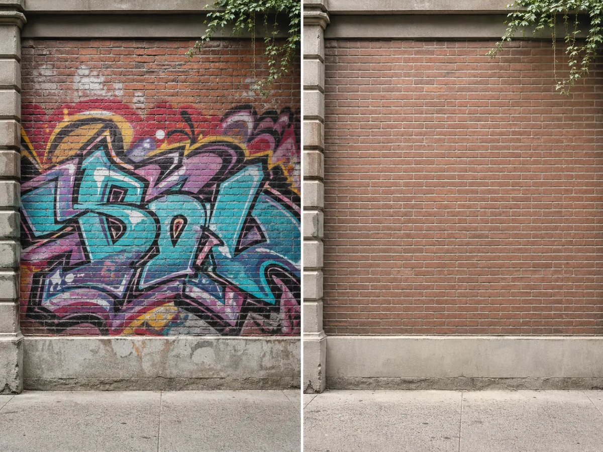 Graffiti entfernen mit Laser – Vorher und Nachher
